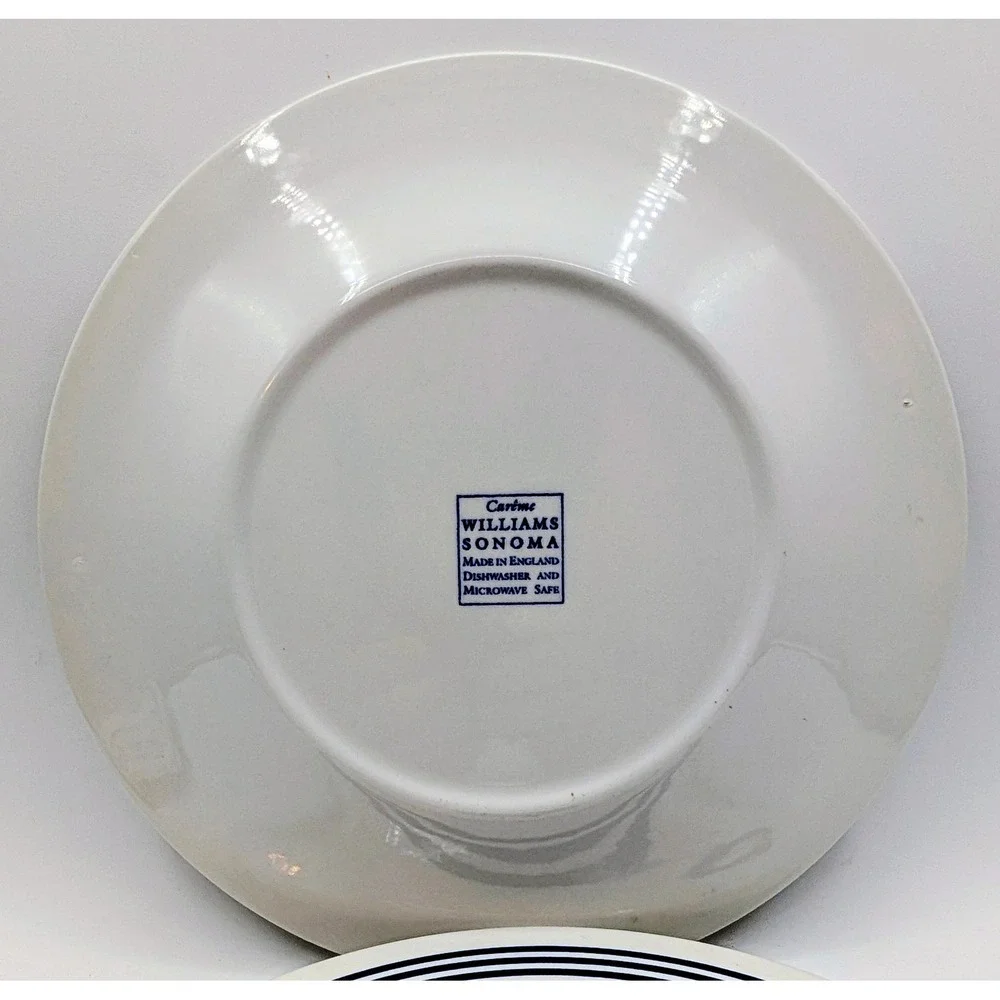 Williams Sonoma Careme Dessert Plates Set of 4 Blue White Pastry England 9 Inch